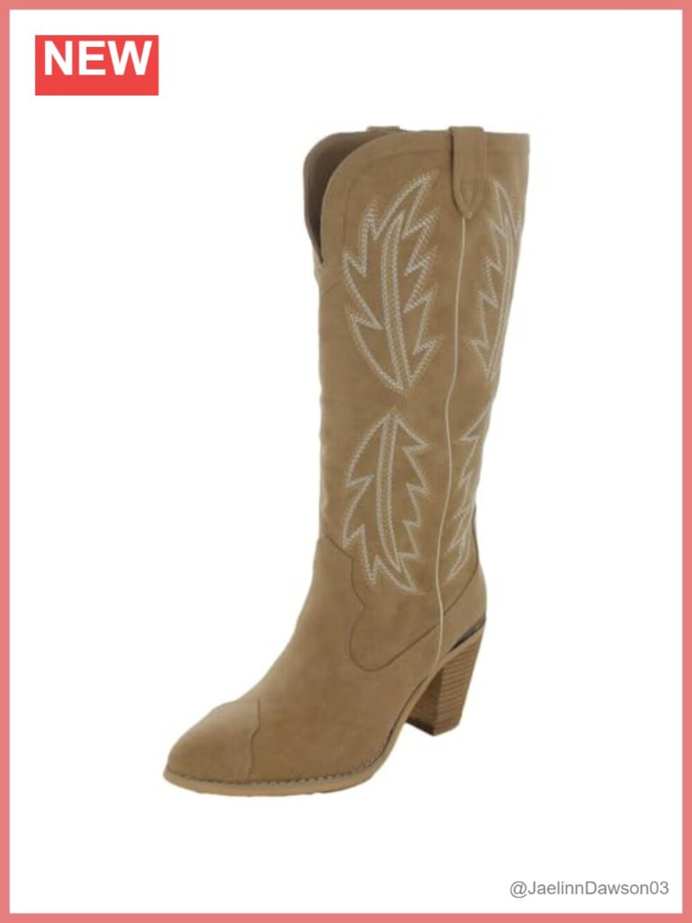 Women's Knee High Pull-On Western Boot Embroidered Stacked Heel Pointed Toe